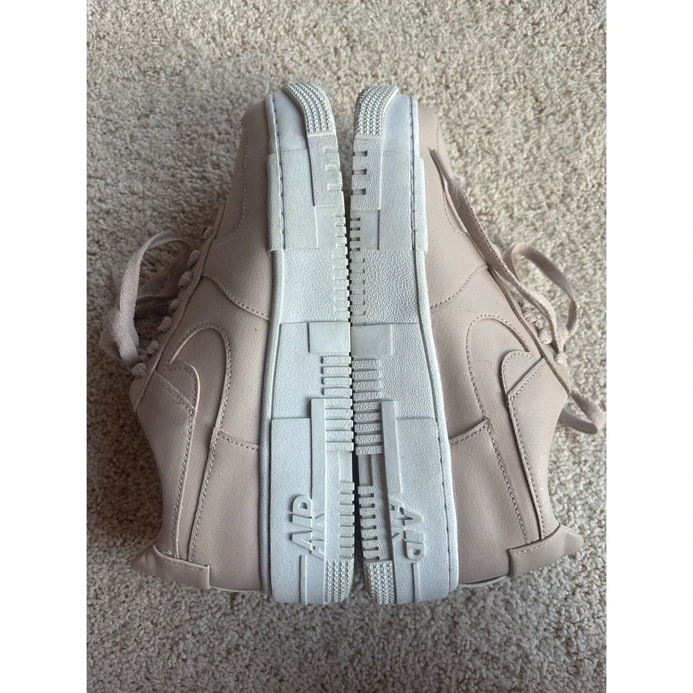 Nike Air Force 1 Pixel Beige White Low Top Leather Women's Sneakers Lace Up 8.5